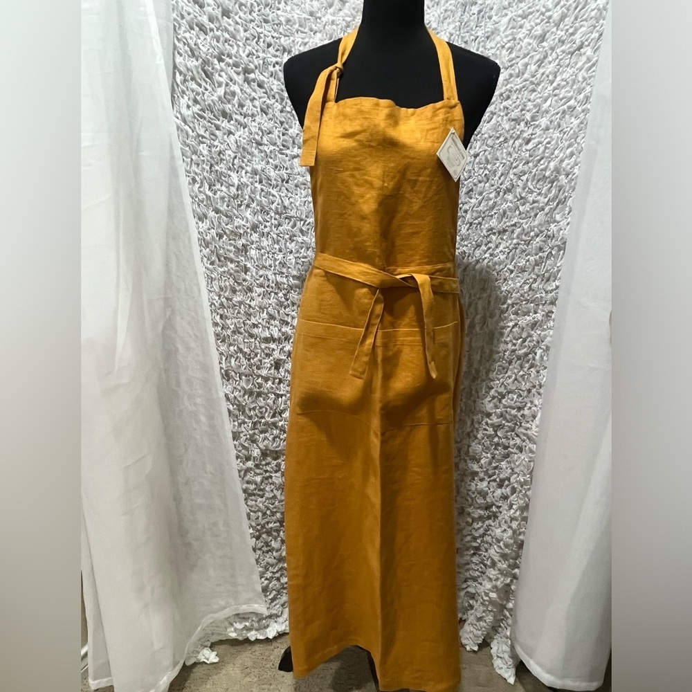 Southern Living Mustard FULL LENGTH Linen Apron 38X44”